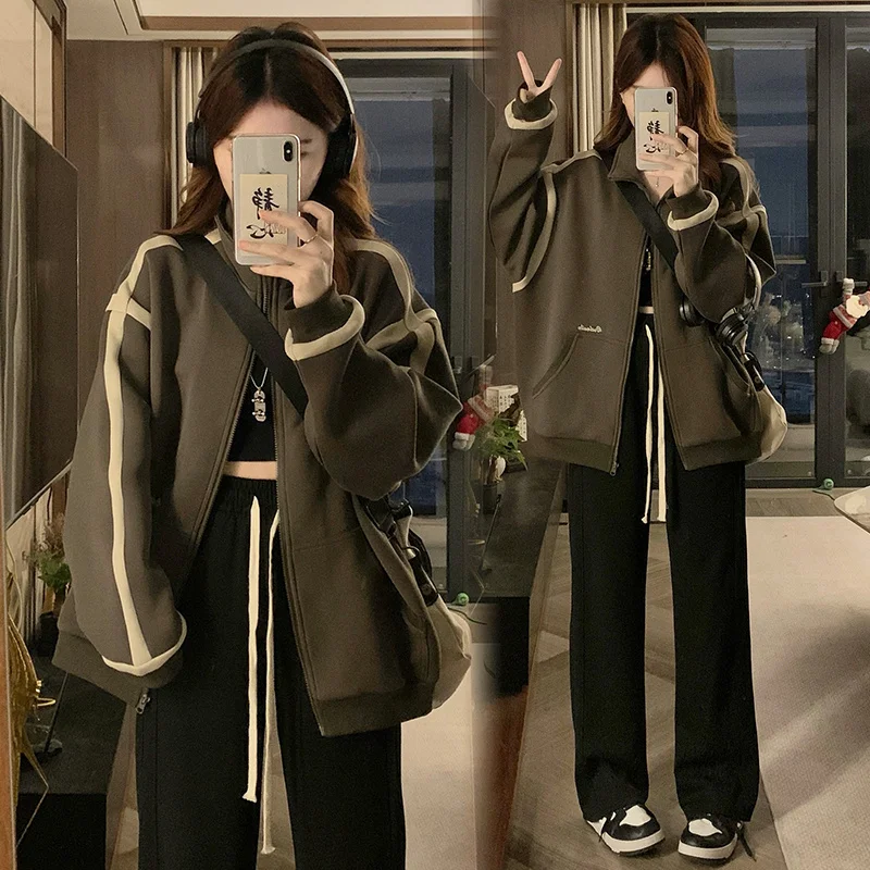 

Baseball Jackets Number Womens Autumn Winter Knitwear Slim-Fitting Warm Boyfriend Fuzzy Buckle Basic Comfy Classic Vibe Notched