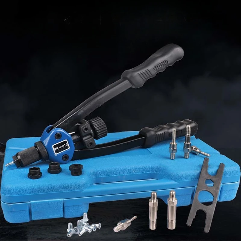 Ręczny nitonakrętka, nitonakrętka ręczna, zestaw narzędzi do nitonakrętek z 7 metrycznymi trzpieniami i 110 nitonakrętkami od M3 do M12