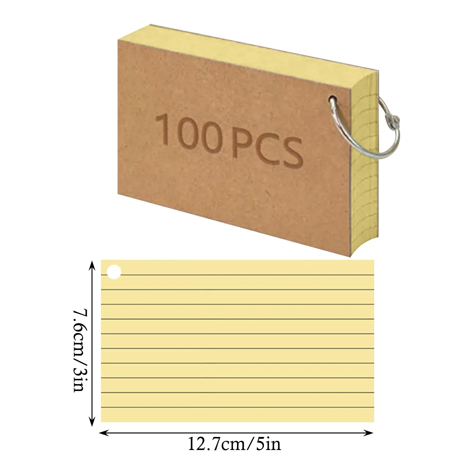 100 tarjetas de índice de colores, tarjetas Flash con anillo, tarjetas de notas con forro en ambos lados, tarjeta de estudio gobernada para estudiar, aprender, escuela, universidad