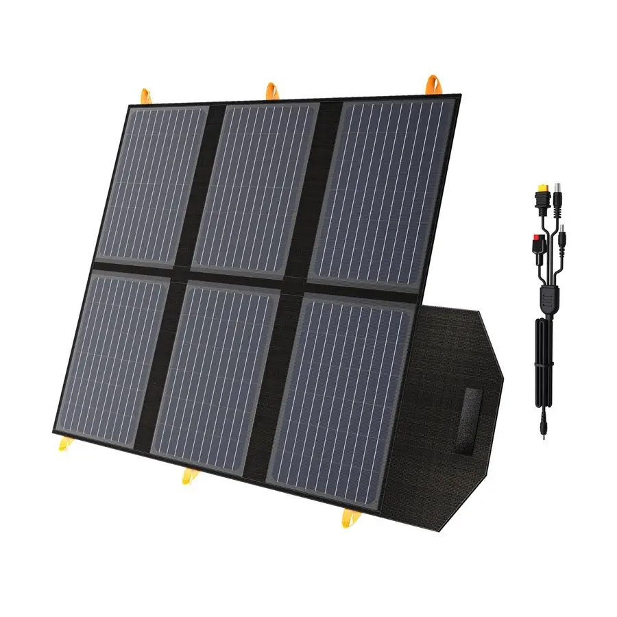 

Portable Solar Panel for Power Station, 24 High Efficiency Foldable Solar Charger with QC3.0 USBA PD3.0 DC Output, IP67 Waterpro