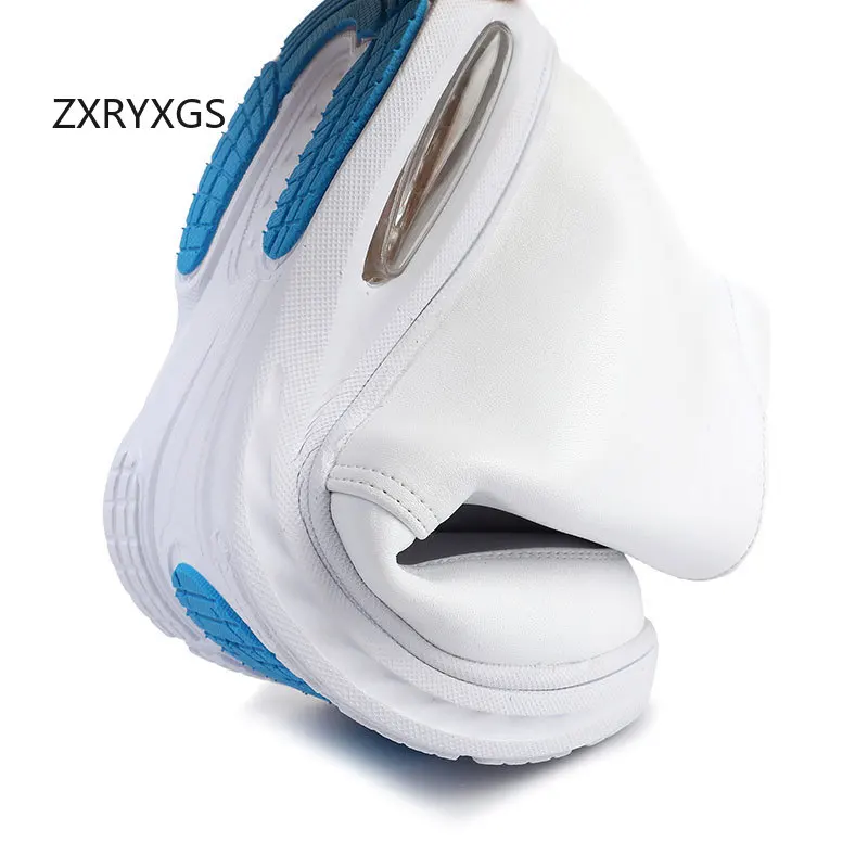 ZXRYXGS 2025 الشتاء جلد طبيعي أحذية بيضاء أحذية تمريض مريحة خفيفة وسادة هوائية أحذية دافئة النساء أحذية الثلوج حجم كبير