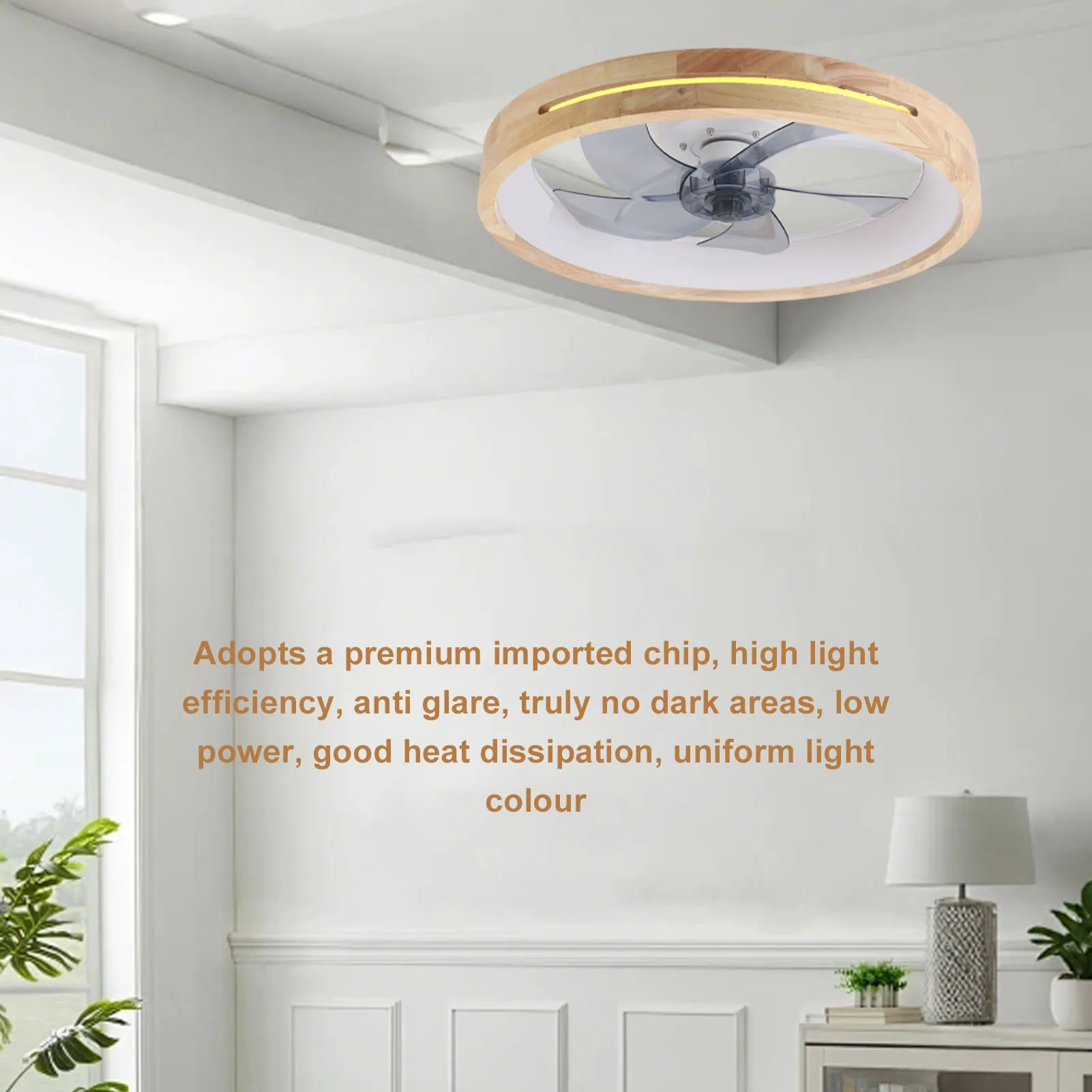 LED-Deckenventilator mit Licht, Fernbedienung, Timer, 6 Geschwindigkeiten, stufenloses Dimmen, Unterputzventilator, Licht für Wohnzimmer, Schlafzimmer, LED-Deckenventilator