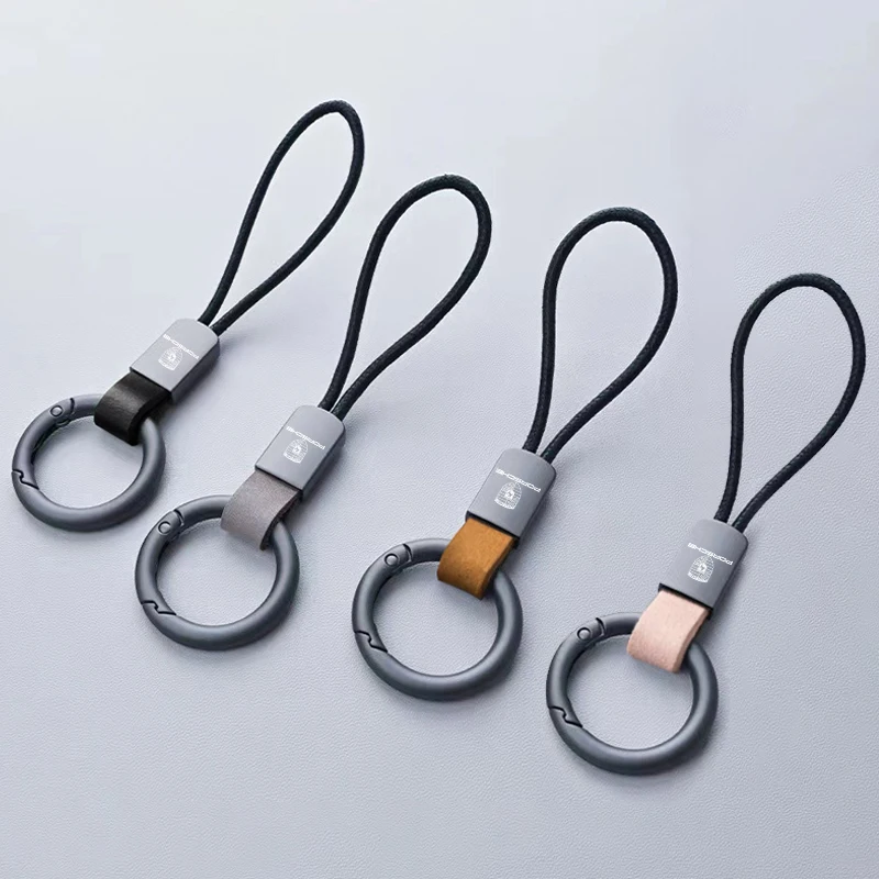 

Fashion Car Cowhide Key Chain Pendant Gift Keychain For Porsche Cayenne Panamera Macan 911 718 Taycan Boxster Cayman 918 Pajun