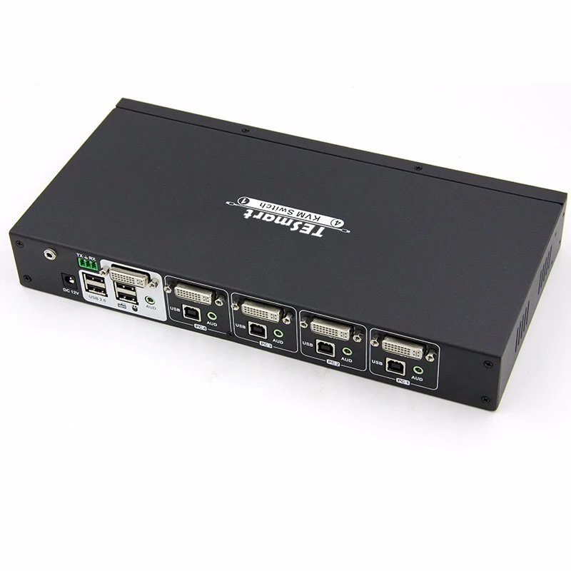 TESmart  KVM Switcher 4 in 1 out DVI port USB 2.0 DVI-D 4K30HZ KVM Switches