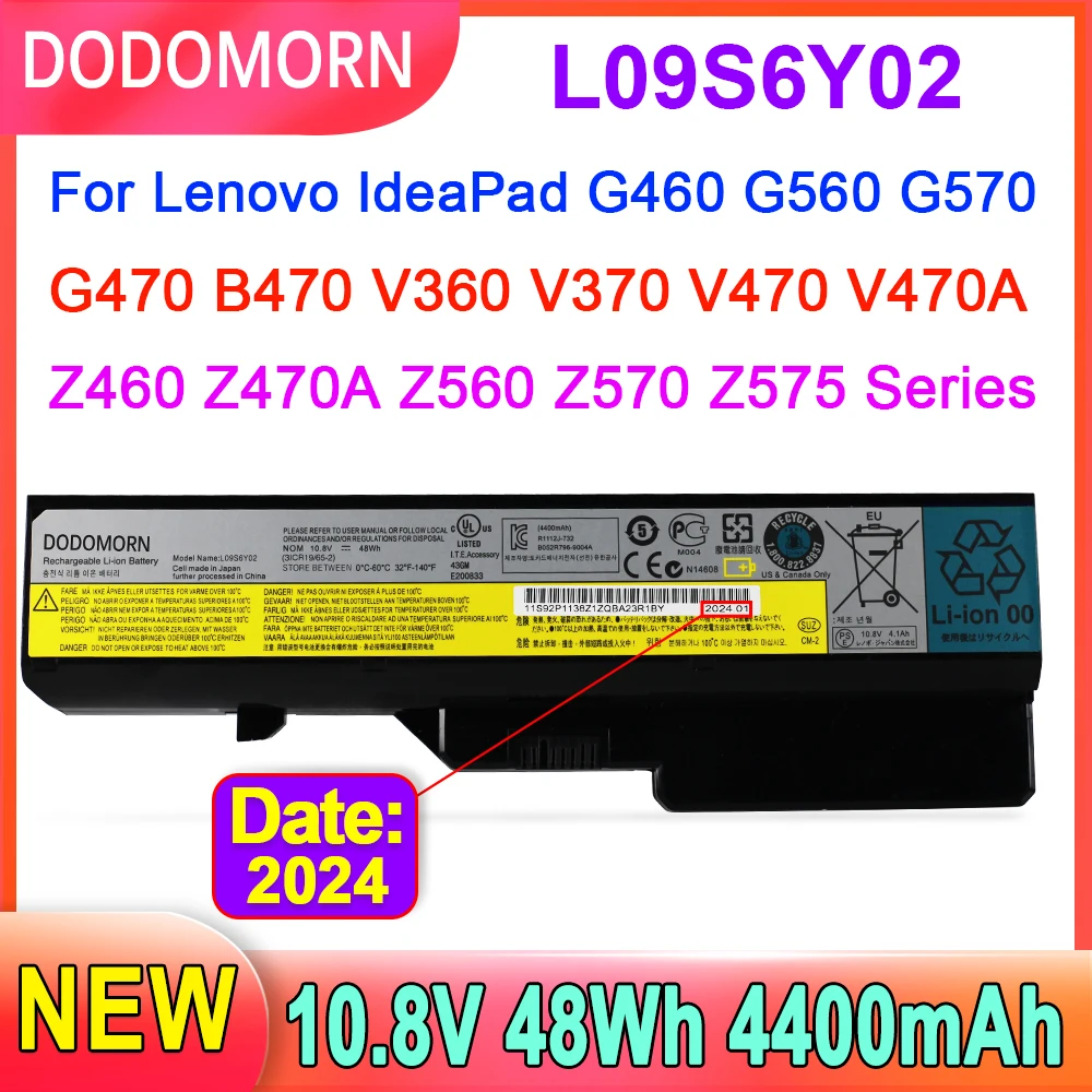 

DODOMORN L09S6Y02 Laptop Battery For Lenovo IdeaPad G460 G560 V360 V370 V470 Z460 Z465 Z465A-NEI Z465A-NNI Z465A-PTH G460 0677