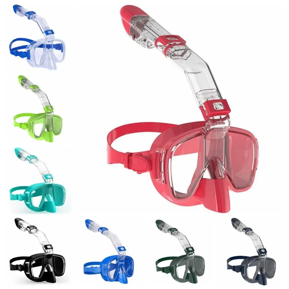 Anti-Fog Diving Masks Integrated Breathing Tube Waterproof Snorkel Mask Set Compression Resistance Adjustable Eyewear Strap