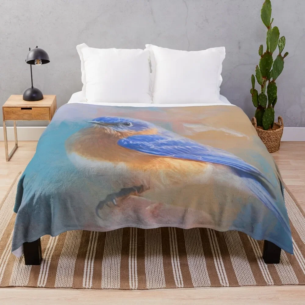 

Eastern Bluebird Throw Blanket Long Lasting Soft Plush Blanket for Daily Use