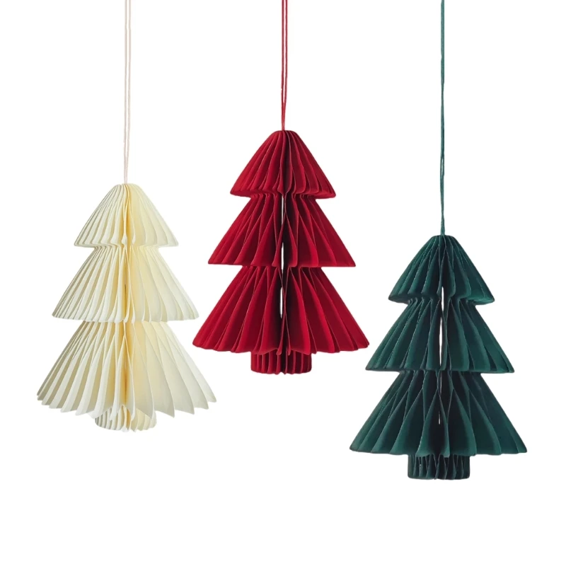 

10Pcs Foldable Christmas Tree Hanging Pendant Easy Install Indoor Ornament Honeycomb Party Decoration Supplies Dropship