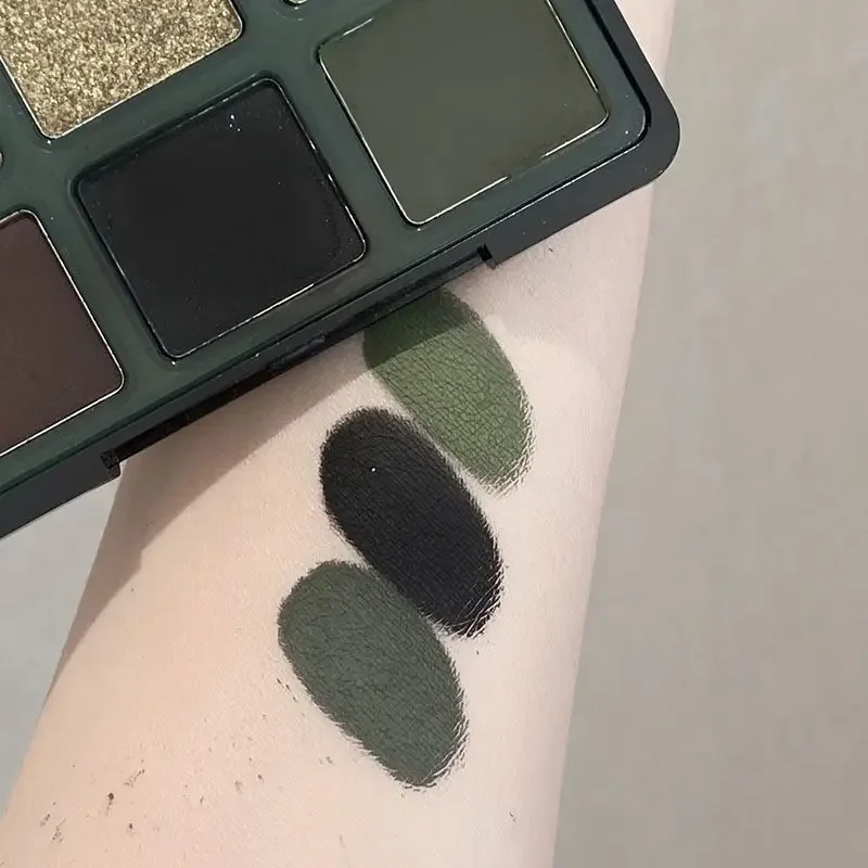 Paleta de Sombra Vintage, 9 Cores, Estilo Escuro, Francês, Preto, Verde, Contraste, Verde Azeitona, Fumegante, Coreia, Cosméticos de Maquiagem Barata, Wholesal