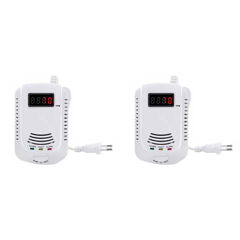 

BTLIFE-2X Gas Detector, Gas Alarm Sensor Methane Propane, Gas Leak Detector LCD Security, EU Plug