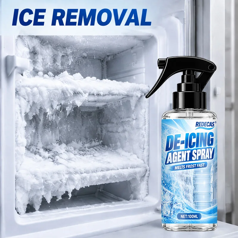 Freezer De-Icer Spray Melts Ice and Frost, Easy Defrost for Upright Fridge Chest Freezer Mini, Car Windshield De-Icing Home RV