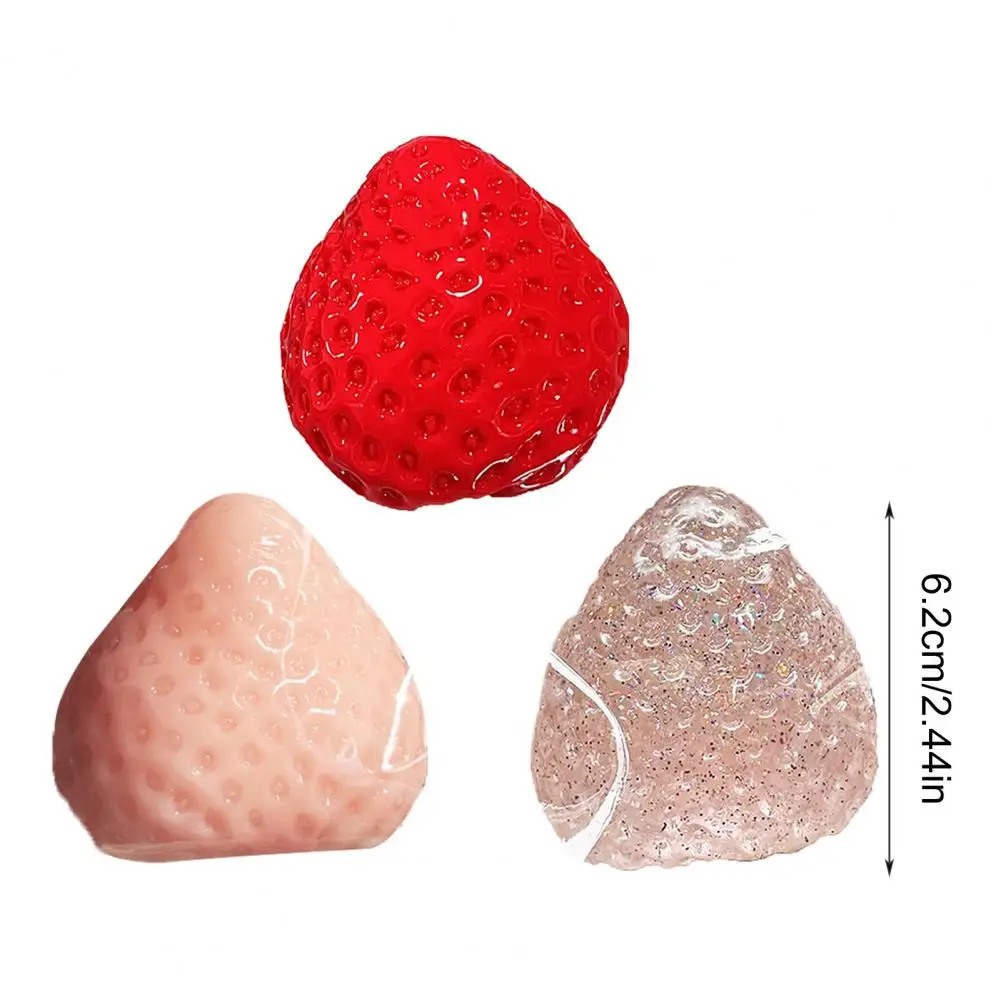 Fun Desktop Accessories 3pcs Strawberry Squeeze Toys Set Eco-friendly Handmade Fidget Stress Relievers Realistic for Kids