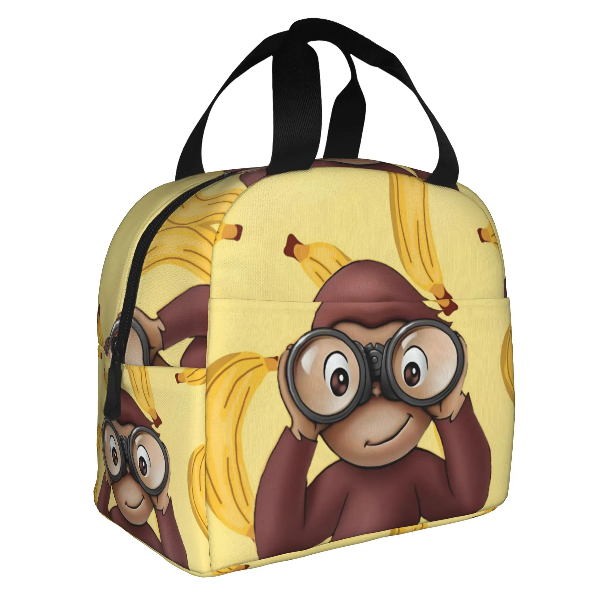 C-Curious Georges Thermal Insulated Lunch Bag Women Cartoon Anmie Portable Lunch Tote Outdoor Camping Travel Storage Food Box