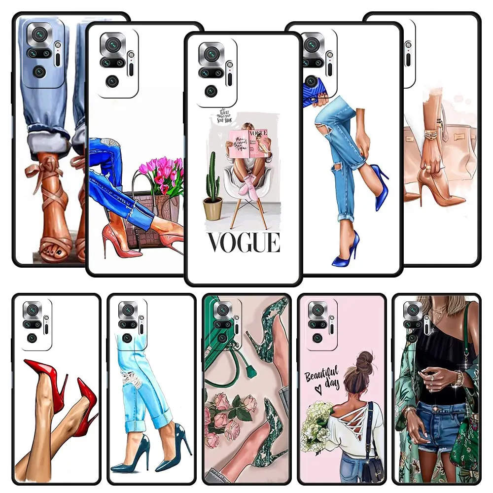 Phone Case For Xiaomi Redmi Note 14 13 12 5G 9S 9 10 11 Pro Plus 4G 9T 14C 13C 12C 10C 9C 9A Soft Cover Girl Women Coffee Miss