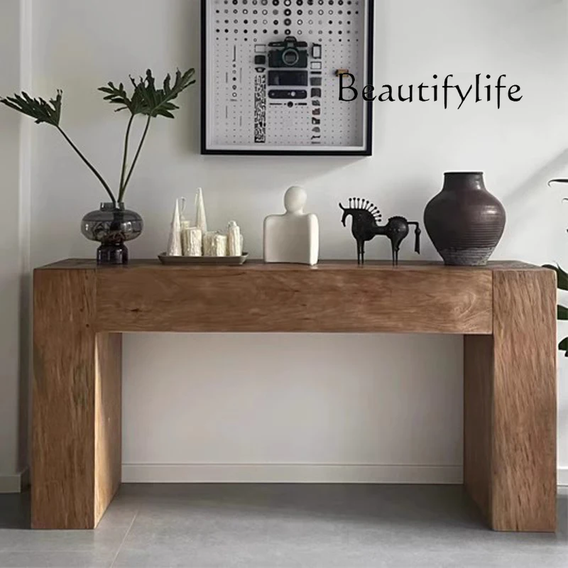 

Log Console Tables Retro a Long Narrow Table Home Wall-Mounted Fireplace Cabinet Display Long Table