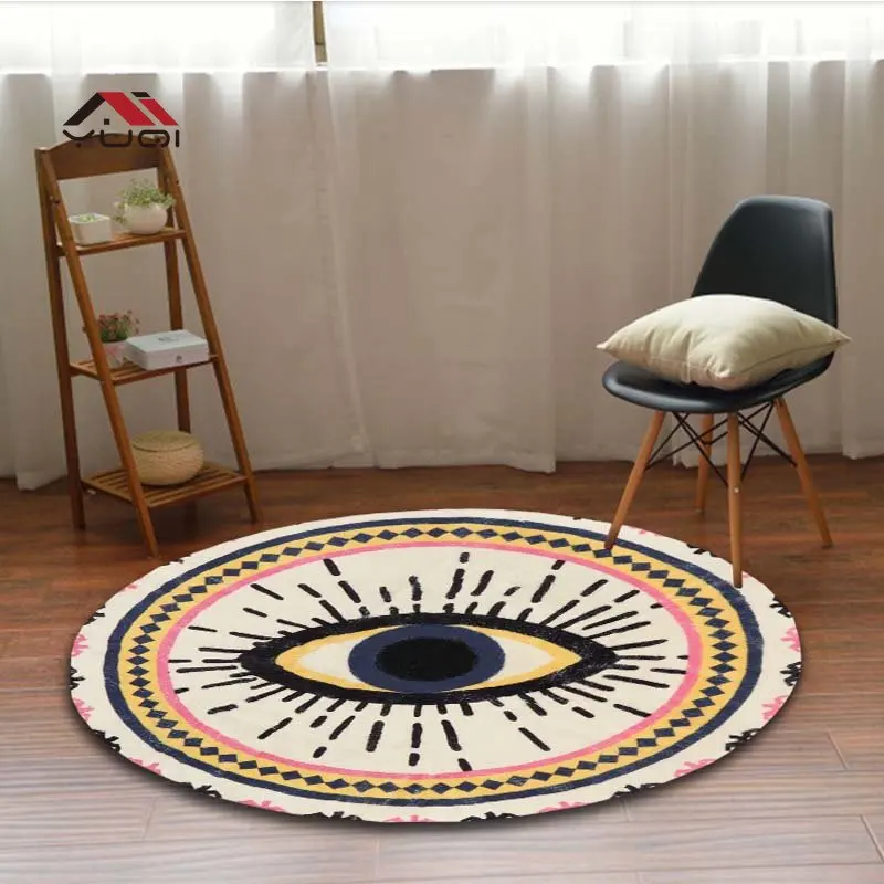 Eye Flower Pattern Round Carpet for Living Room Rugs Chair Carpet Soft Non-slip Floor Mat for Bedroom Carpet Tapis 5 Sizes