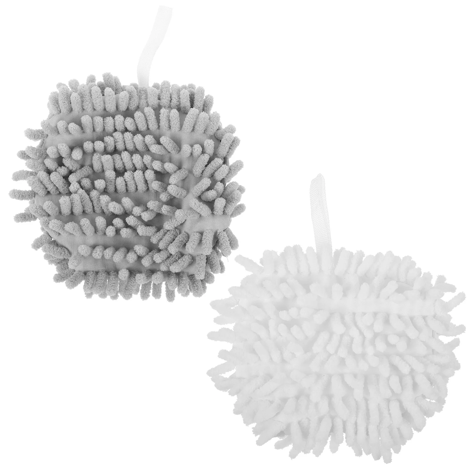 

2pcs Chenille Hand Towel Ball Shape Quick Dry Absorbent Hanging Towel For Bathroom Kitchen Cleaning Use Towels Home Gadgets