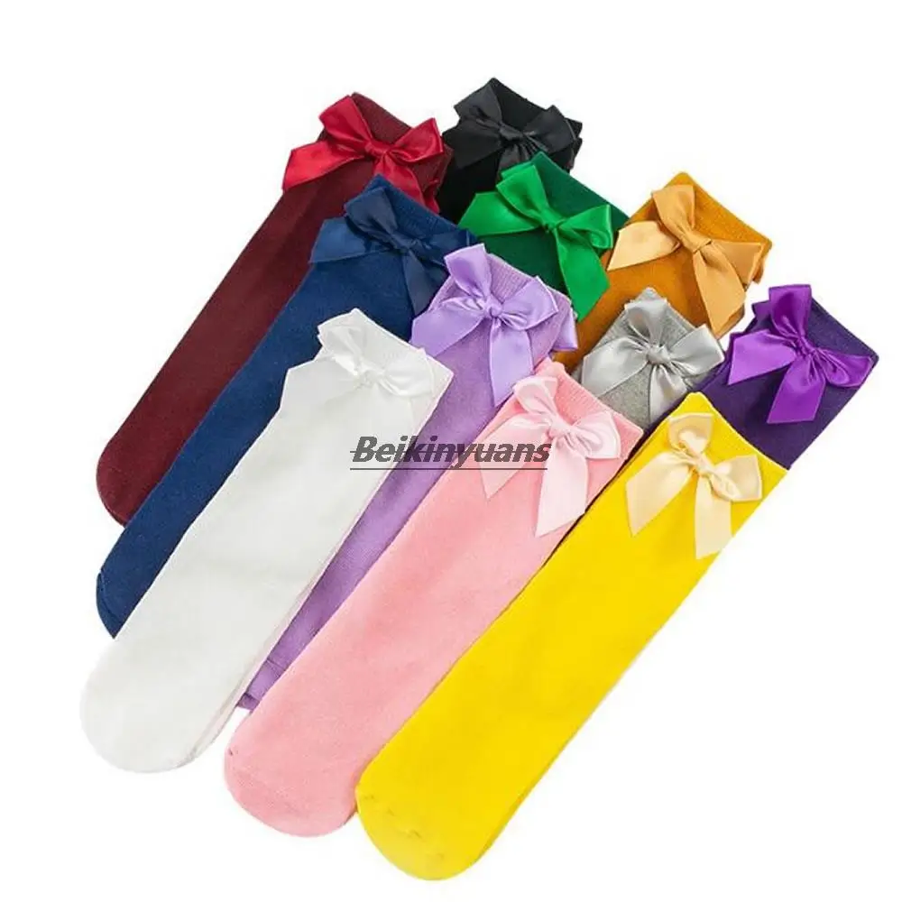 

Girls' stockings spring and autumn color Korean candy children's pile socks Butterfly socks baby tube knee socks