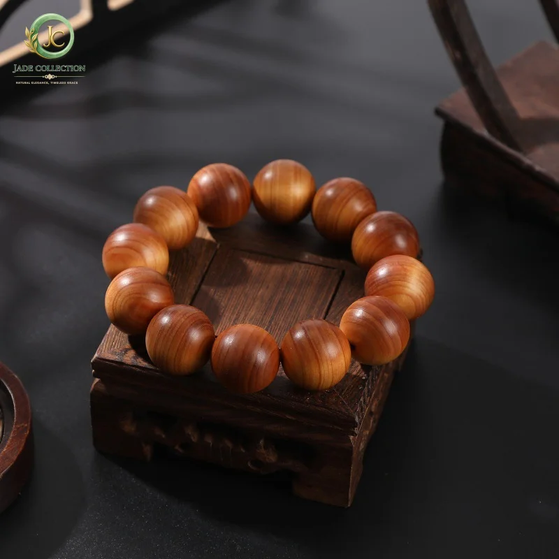 Authentic Taihang Mountain Cliff Cypress Bracelet, Taihang Material, Aged High-Oil Cliff Cypress Horizontal Grain Wooden Buddhis