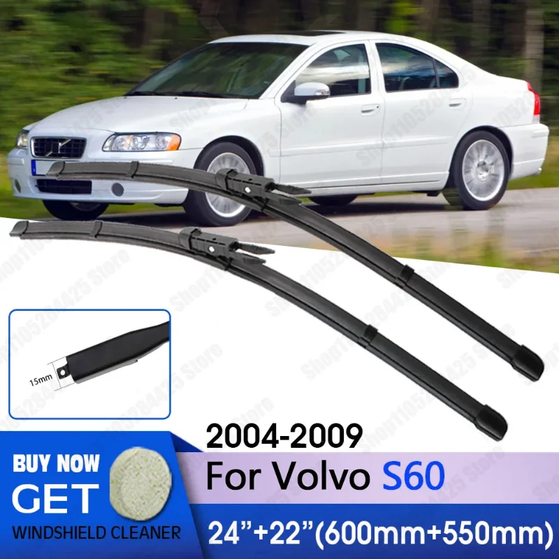 

For Volvo S60 2004-2009 Fit Pinch Tab Arm Windscreen Wipers Auto Accessories Car Wipers RHD & LHD Front Wiper Blade 24"+22"