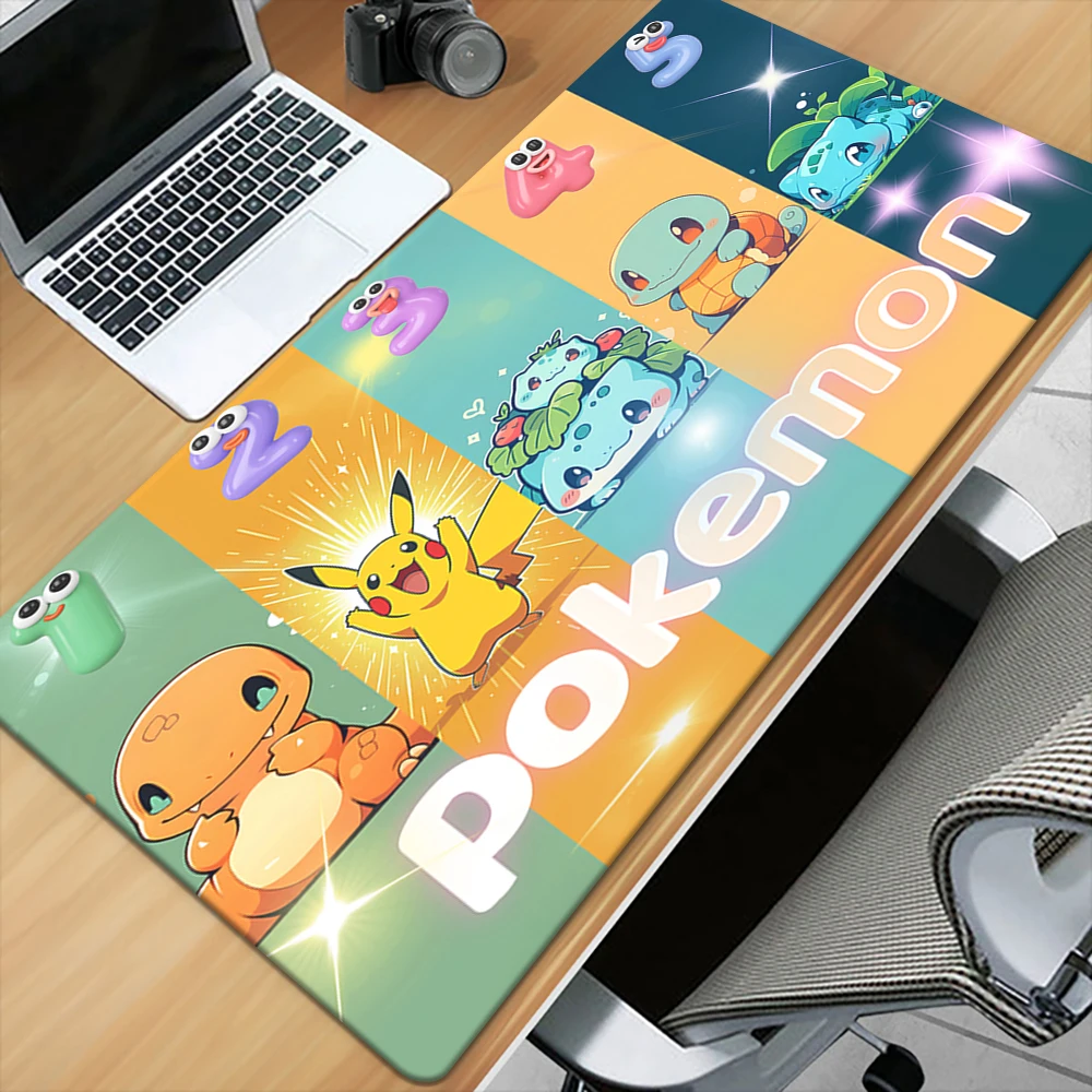 MINISO Pokemon Cartoon Cute HD Printing Gaming Mousepad Computer Lock Edge Natural Rubber E-sports Desk Pad Large Mouse Pad