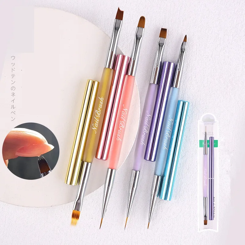 Double Head Crystal Handle Nail Brush Liner Brush Painting Pen Gel Brush Crystal Nail Art Manicure