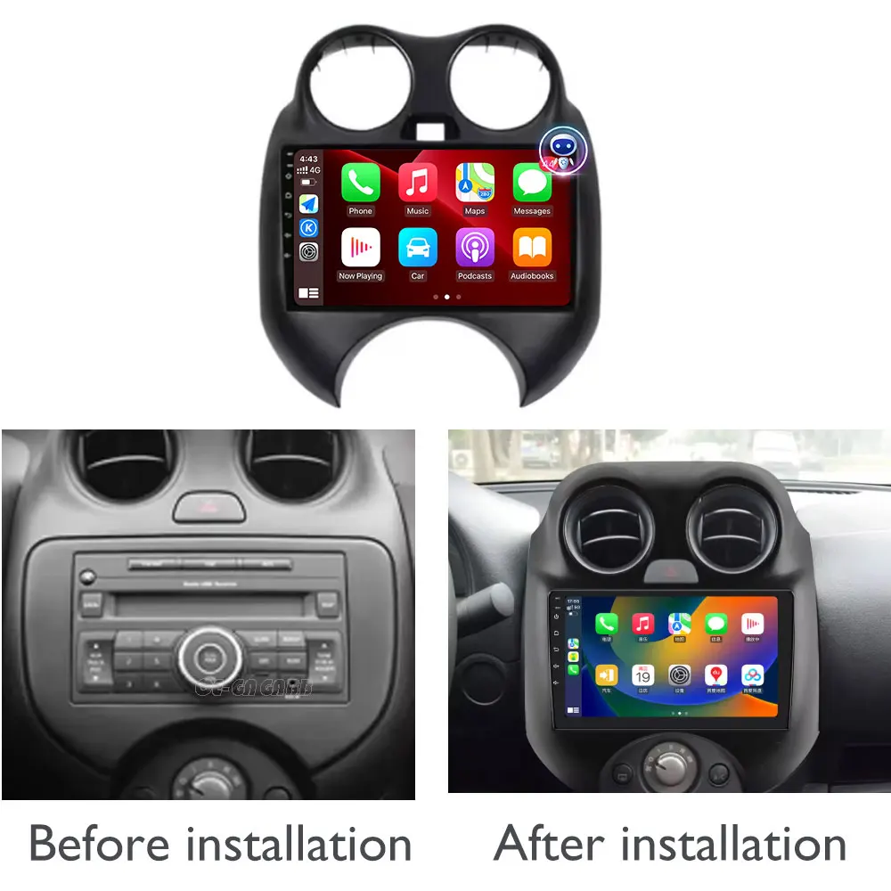 Android 16 For Nissan March MICRA 2010 2011 2012 2013 Car Radio Audio video multimedia Player GPS Navigation 8+256G Carplay Auto