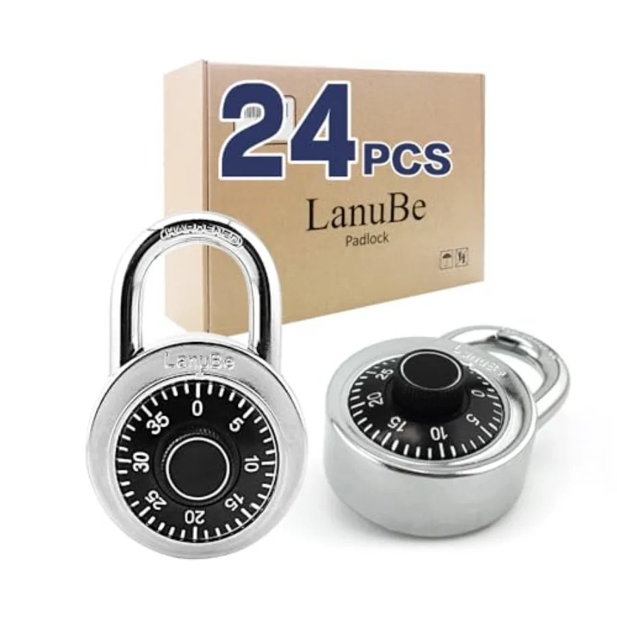 

Lock Standard Dial Combination Lock 2 in. Wide with Different Combinations Turnplate Pack of 24; Lock for School Employee Gym a