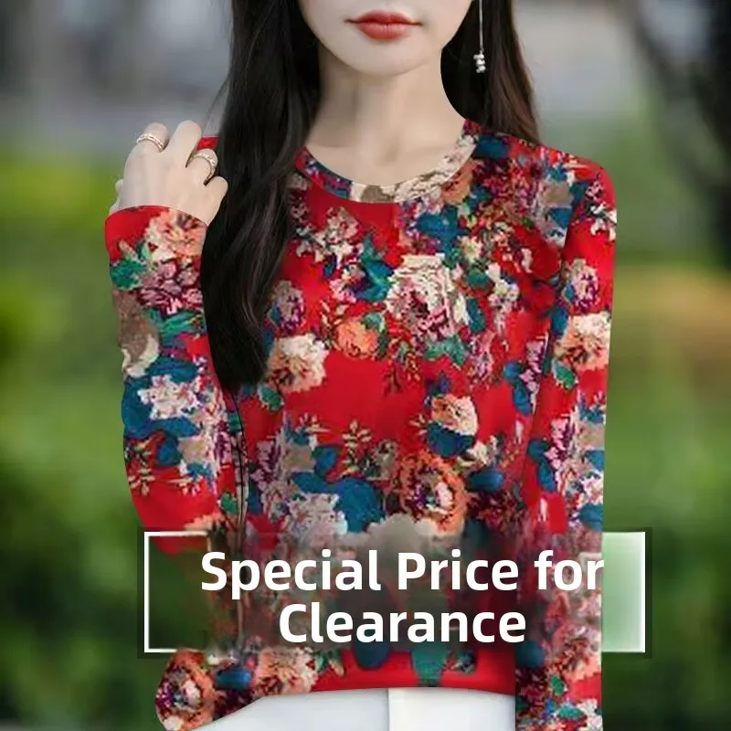Elegant Long Sleeve T-Shirt for Women Casual Style Printed Loose Fit Spring Autumn Fashionable Label Removed Shirt
