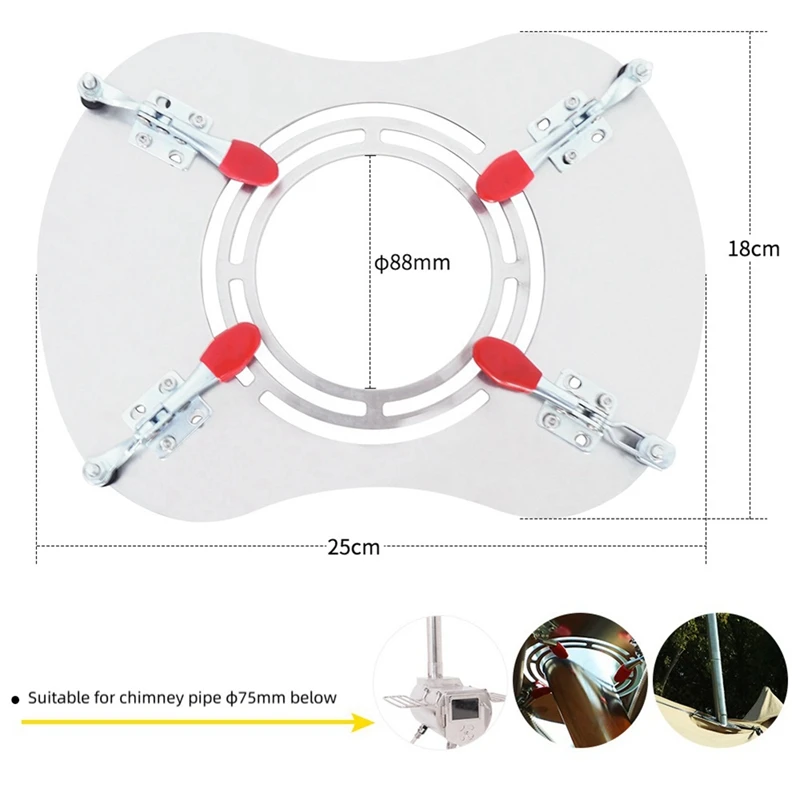 Tent Stove Jack Camping Firewood Stove Pipe Insulation Flame Protection Plate Stove Jack With Chimney Hole For Hot Tent Durable