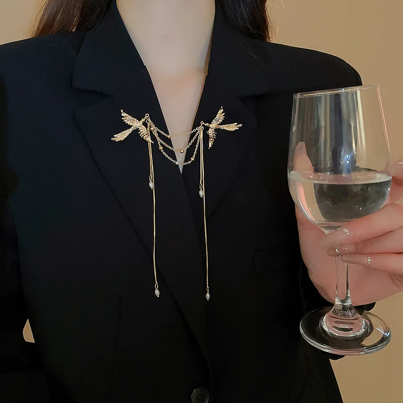 

Fire Phoenix Brooch Pins For Women Men Animal New Corsage Clothes Accessories Gifts Delicate Long Fringe Brooches