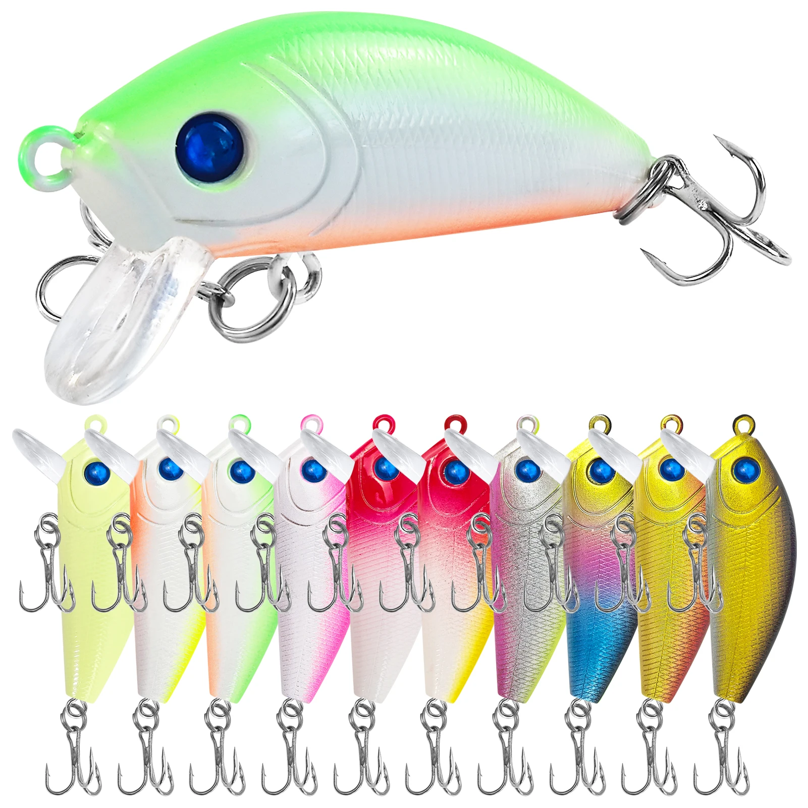 

FREE FISHER 10pcs/Lot 5.7cm/4.2g Micro Mino,Fishing Minnow Baits Kit,Fishing Hars Lure for Freshwater Saltwater Trout Bass Perch