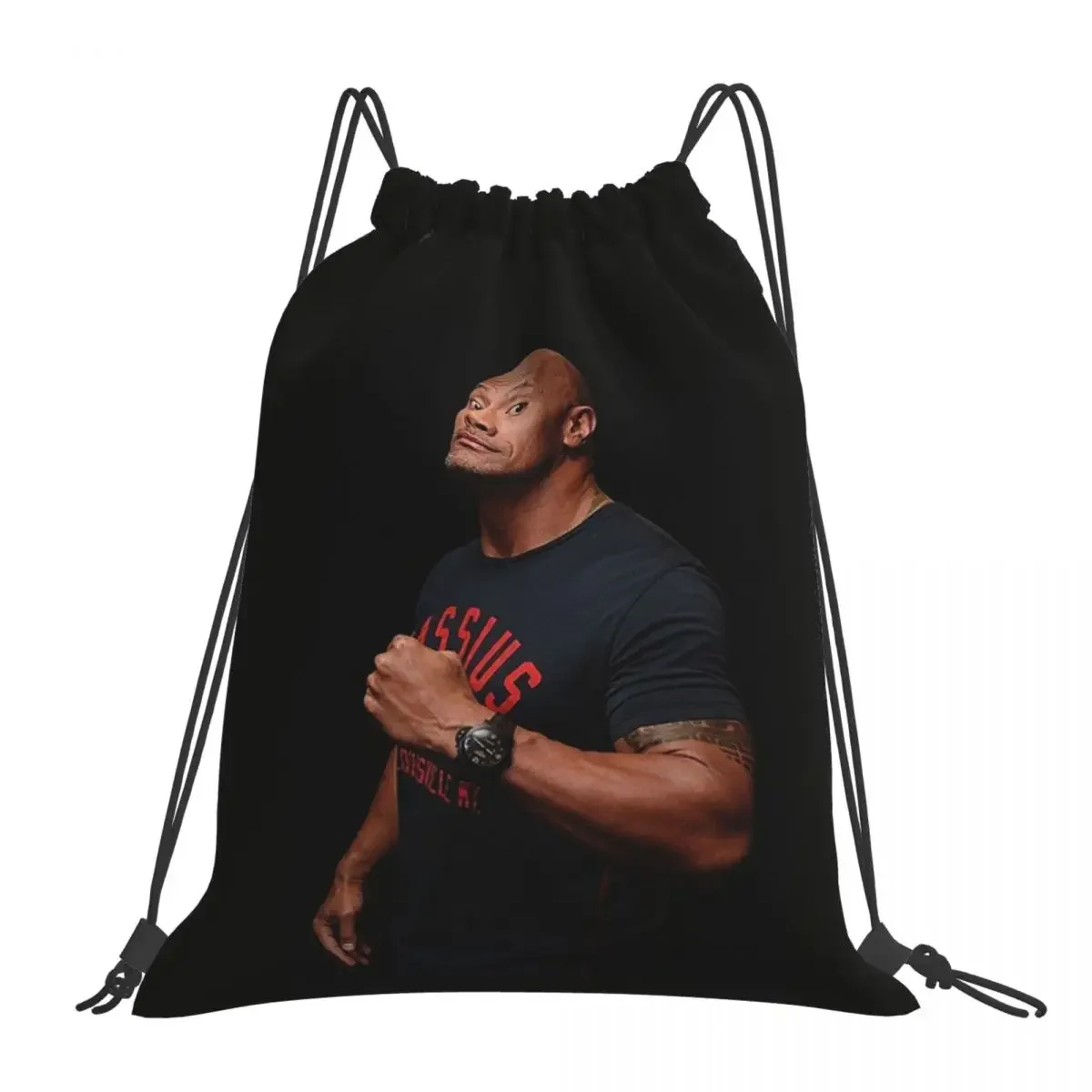 Dwayne Johnson Backpacks Fashion Portable Drawstring Bags Drawstring Bundle Pocket Sundries Bag BookBag For Travel Students