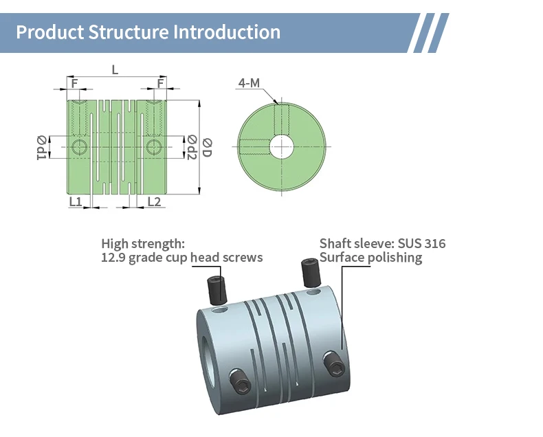 CIG Parallel Line Coupling Top Wire Connection Motor Encoder Coupling Edelstahl Flexible Coupler CIG-16X23 CNC-Teile – Detail 3