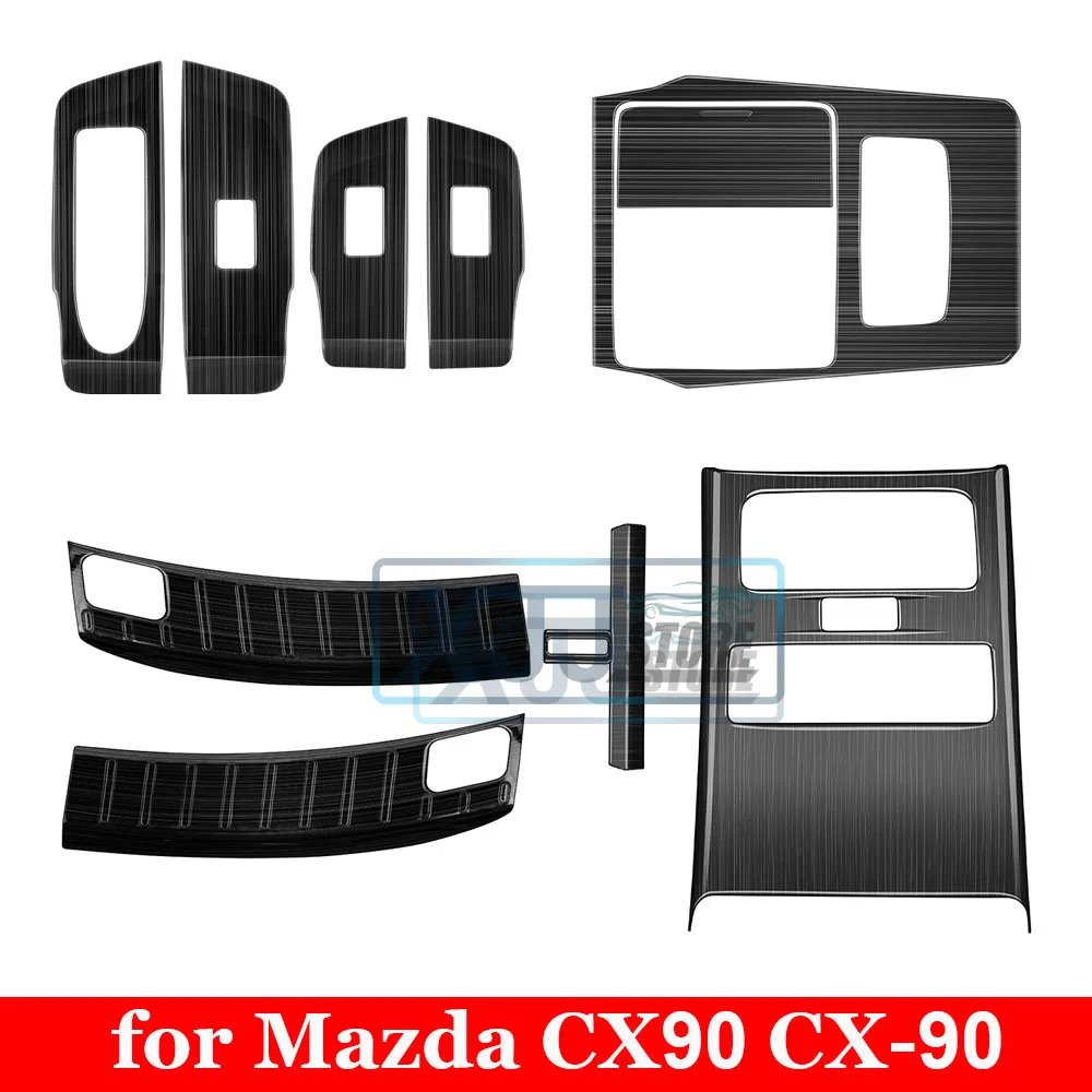 For Mazda CX90 CX-90 2024 2025 Black Titanium Interior Mouldings Center Console Cover Window Lifting Panel