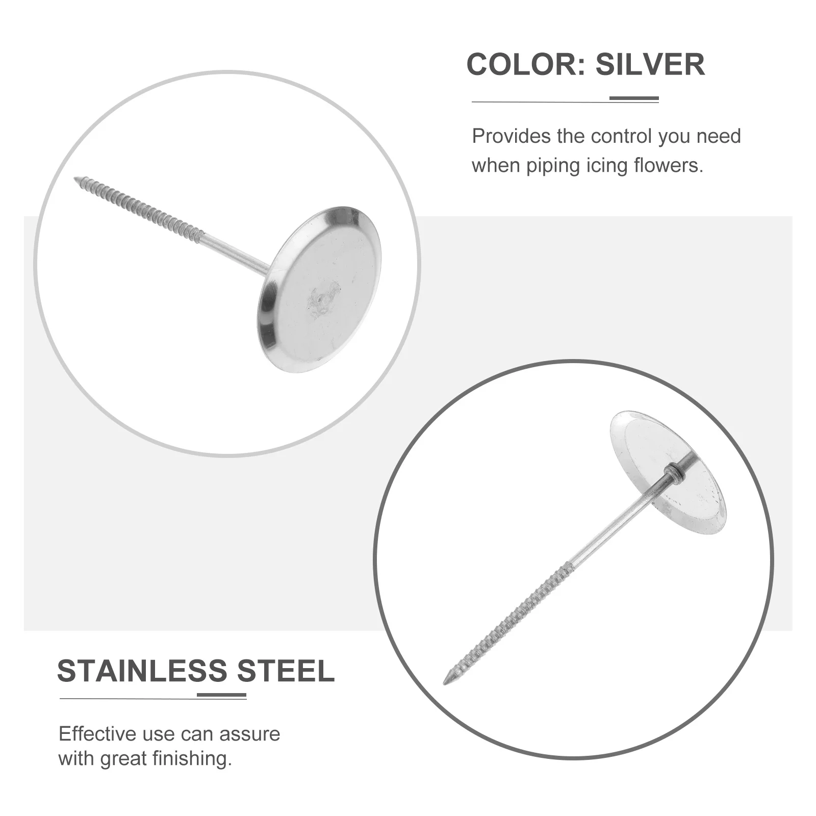 

4Pcs Cake Decorating Nails Stainless Steel Flower Icing Tool for Precise Control Easy Cleaning DIY Decorating Tool