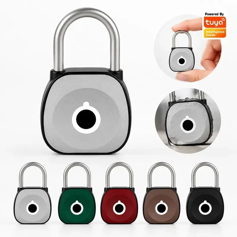 Outdoor Waterproof Tuya Fingerprint Padlock Smart Luggage Locker Electronic Iron Door Lock for Warehouse Security