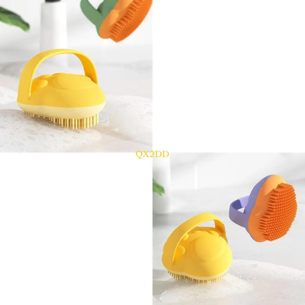 

QX2D Flexible Silicone Baby Shower Brush Gentle Exfoliating Baby Bath Scrubber 88mm