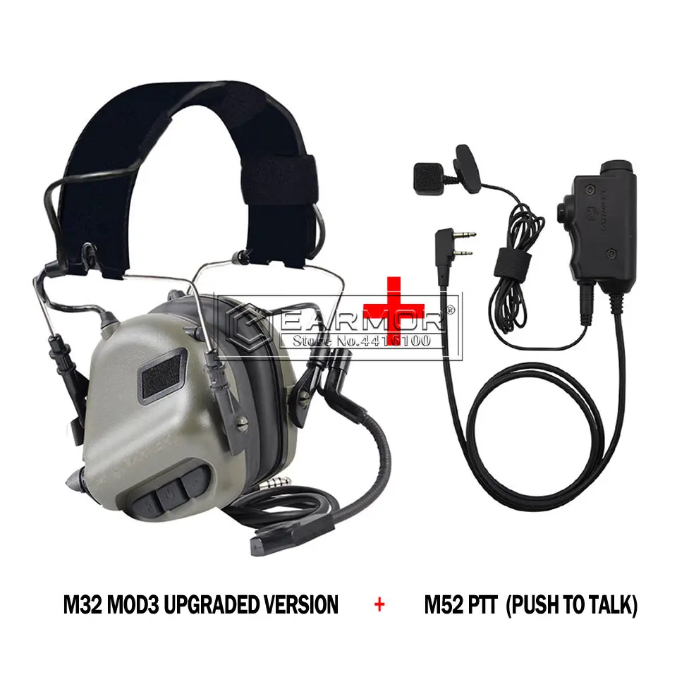 

EARMOR Tactical Headset M32 MOD4 & M52 PTT Sets Fit for Shooting Noise Canceling Headphones Extend Free Shipping