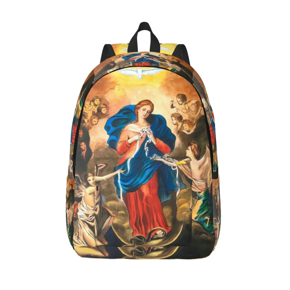 

Холщовые рюкзаки Мэри Under Of Knots на заказ, женские и мужские модные сумки для книг для школы, колледжа, католические сумки Богоматери Девы Марии