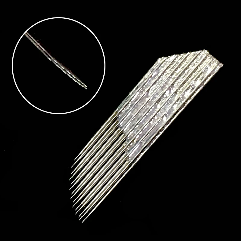 Eyebrow Microblading Needles 2 Row 14/17/18Pin Sterilized Lip Permanent Makeup Blades Needles Shading Tattoo Manual Pen Inks