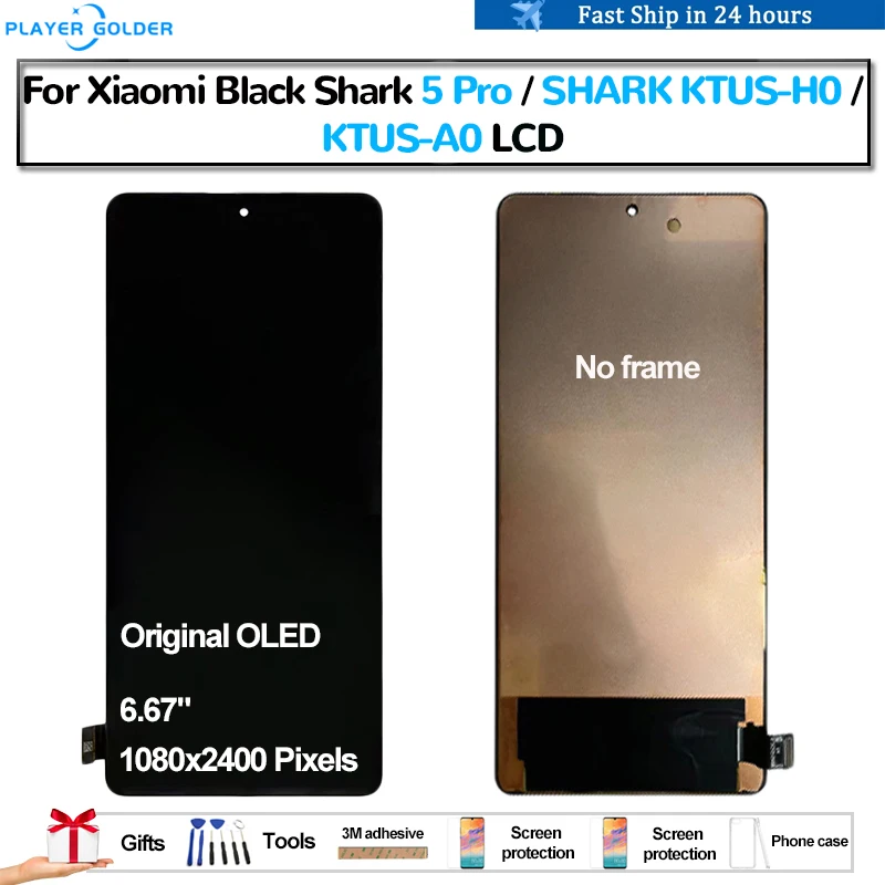 Original OLED For Xiaomi Black Shark 5 Pro SHARK KTUS-H0 KTUS-A0 Pantalla lcd Display Touch Panel Screen Digitizer Assembly Part