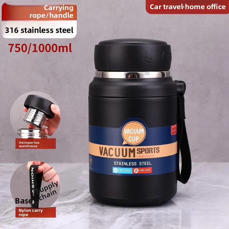 stainless Steel Insulated Cup for Men and Women Large-capacity Short and Stout Business Portable Tea and Water Separation Cup