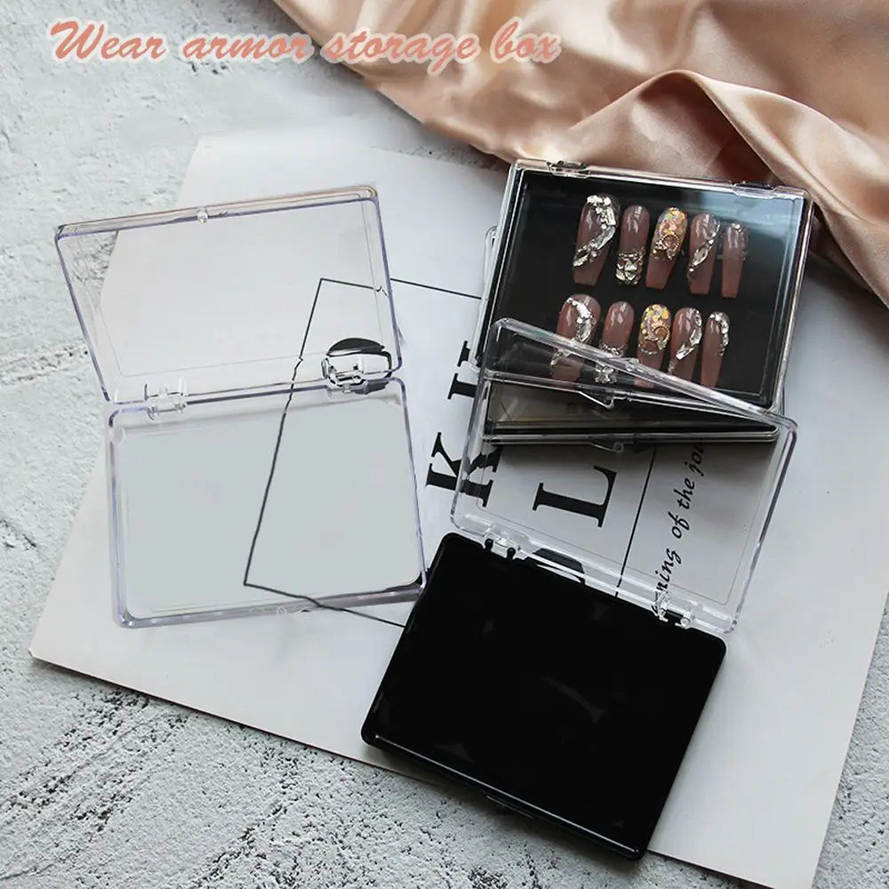 Doos Clamshell Sieraden Case Nail Tips Display Container Valse Nagel Organizer Nagel Opbergdoos Transparante Vierkante Flip Box