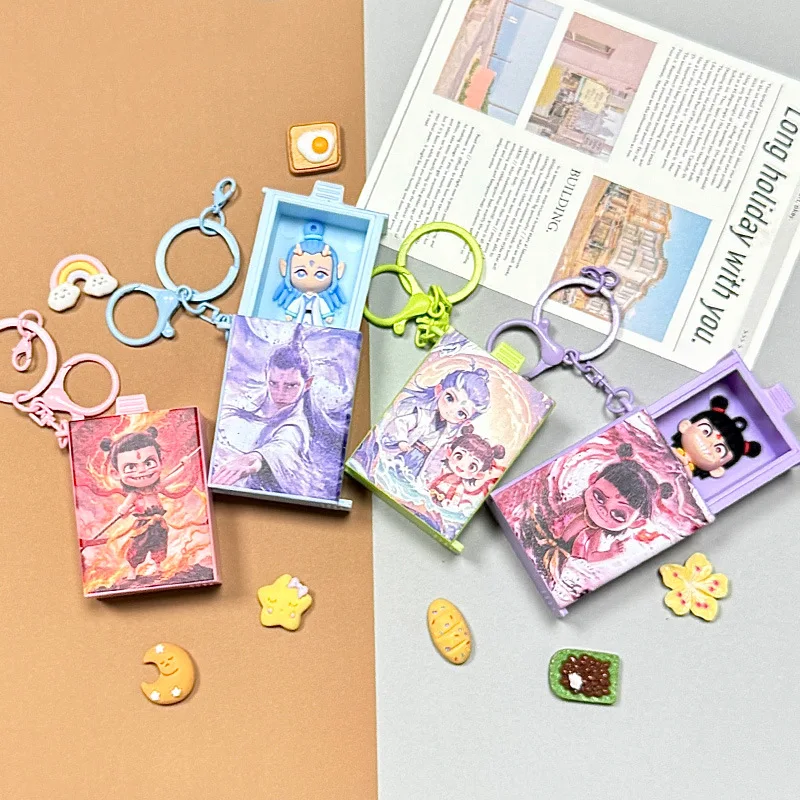 Portachiavi di animazione Minso Naohai Ciondolo creativo di cartone animato Portachiavi per auto Little Nezha