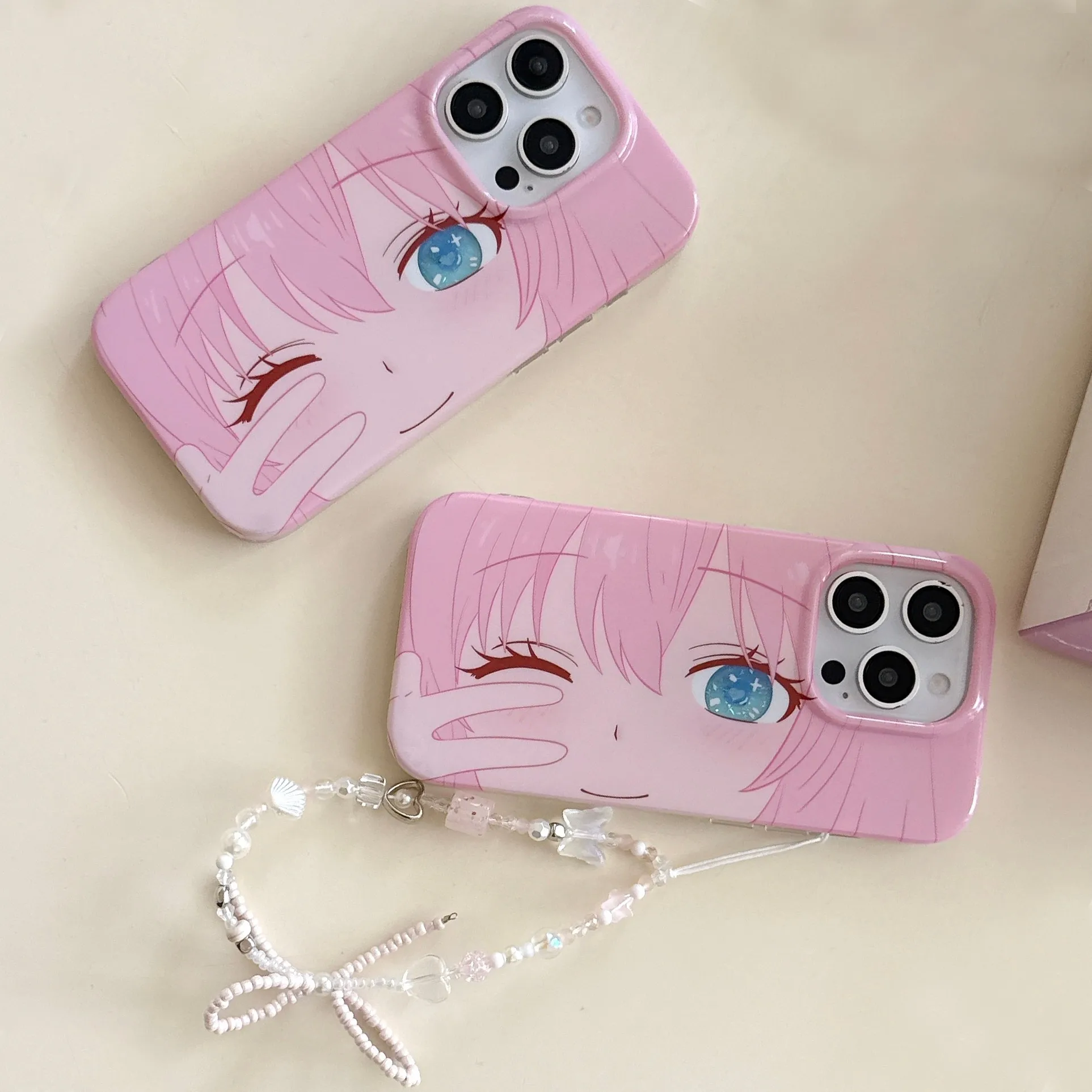 لطيف الوردي الشعر فتاة التألق عيون كبيرة قضية الهاتف لسامسونج غالاكسي S25 S24 S23 S22 S21 FE الترا زائد 4G 5G ريشة الملمس