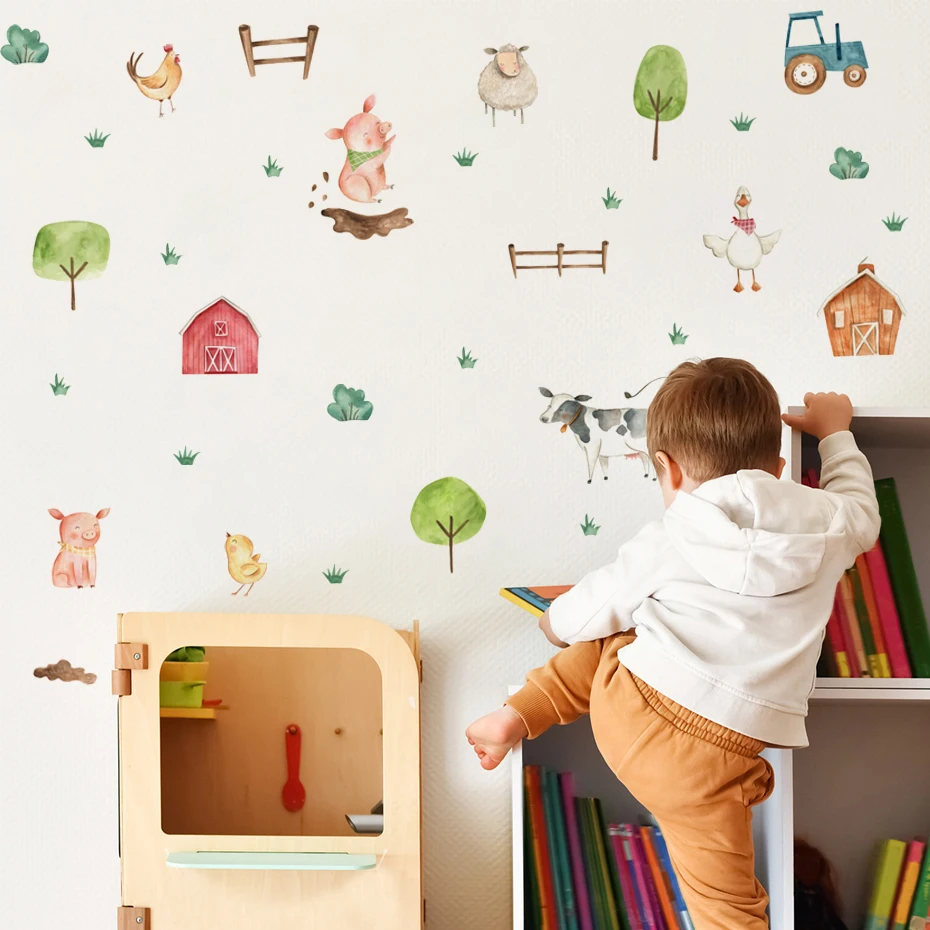 Boho Watercolor Cute Farm Anim - огляд і ціна Baby Nursery Murals
