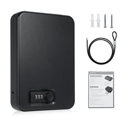 Small Safe Box Portable Travel Lock Storage Cabinet 3-digit Password Case with Security 3Ft Steel Cable for Passport Jelwery
