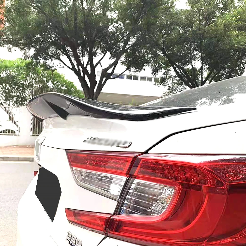 R Style Rear Trunk Lid Car Spoiler Wings For Honda Accord 10th Sedan 4 Door 2018 2019 2020 Carbon Black Exterior Carbon / FRP