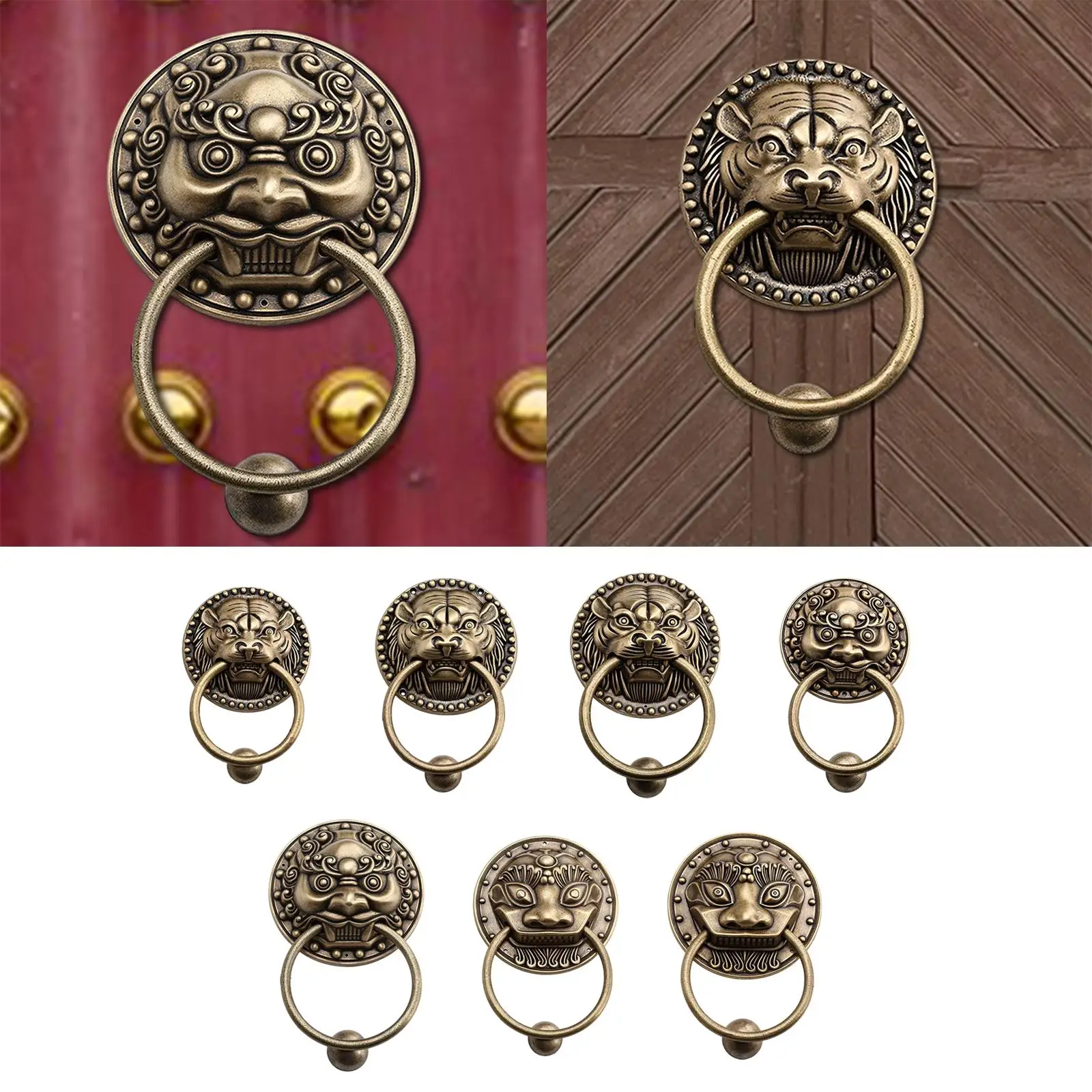Beast Head Door Knocker for Front Door Sturdy Structure Easy Installation Decorative Home Decor Chinese Pull Handle Retro Design